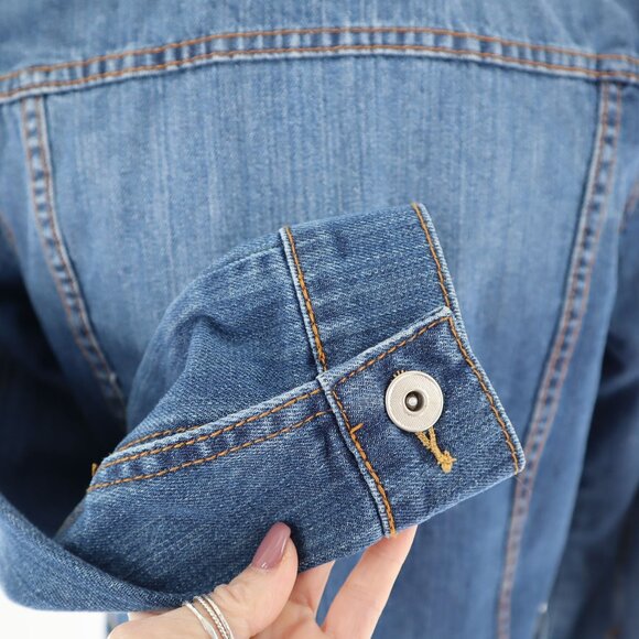 Bagatelle Denim Trucker Jacket Womens S Blue Boho Bohemian Retro Eclectic Casual - Picture 9 of 16